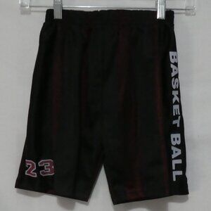 CHAMPIONSHIP GOLD | size 7 | Black and Burgundy Striped Basketball Shorts